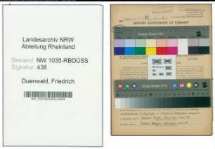 Entnazifizierung Friedrich Duenwald , geb. 27.12.1913 (Kaufmaennischer Angestellter)