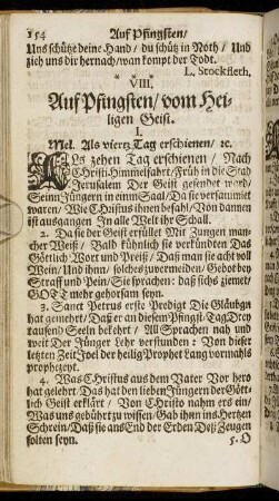 VIII. Auf Pfingsten/ vom Heiligen Geist.