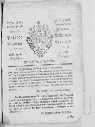 50tes Stück, Ausgabe vom 2. December 1772