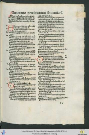 Annotatio precipuarum sententiarum