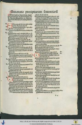 Annotatio precipuarum sententiarum