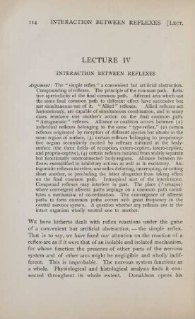Lecture IV. Interaction between reflexes