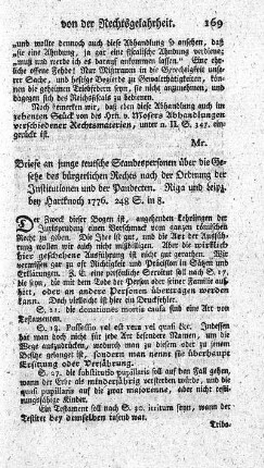 Briefe an junge teutsche Standespersonen über die Gesetze des bürgerlichen Rechts nach der Ordnung der Institutionen und Pandecten.