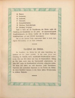 Kundschaft des Werkes.
