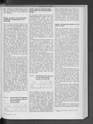 Außenhandel über Hamburg mit den übrigen westlichen Industrieländern 1970 und 1981
