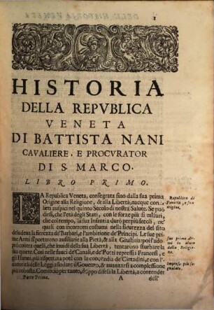 Historia Della Repvblica Veneta, 1