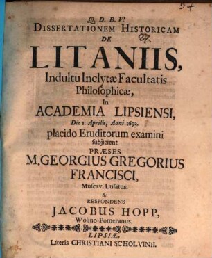 Diss. hist. de litaniis