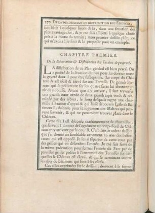 Chapitre Premier. De la Décoration & Distribution des Jardins de propreté.