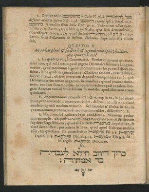 Quaestio V. An eadem plane & scribendi & legendi ratio apud Chaldaeos, quae apud hebraeos?