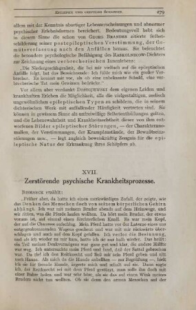 XVII. Zerstörende psychische Krankheitsprozesse