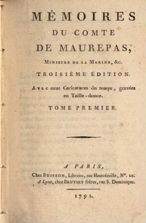 Mémoires du Comte de Maurepas : [rédigés par M. Salé], 1
