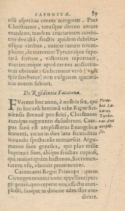 De Residentia Facatana