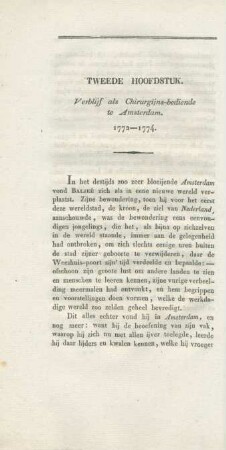 Tweede hoofdstuk. Verblijf als Chirurgijns-bediende te Amsterdam. 1772 - 1774