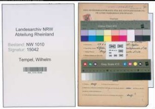 Entnazifizierung Wilhelm Tempel , geb. 17.01.1913 (Maler)