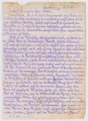 Brief von Leo Löwenthal an Franz Rosenzweig