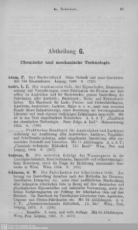 Abt. G. Chemische und mechanische Technologie