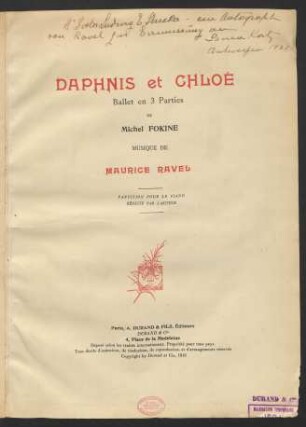 Daphnis et Chloé : ballet en 3 parties de Michel Fokine