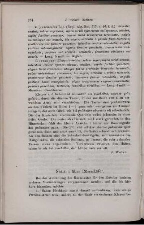 Notizen über Rüsselkäfer.