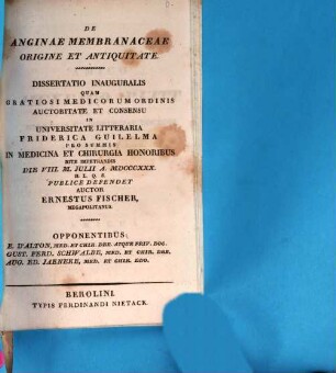 De aunginae membranaceae origine et antiquitate : Diss. inaug.