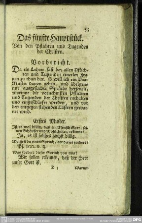Das fünfte Hauptstück. Von den Pflichten und Tugenden der Christen