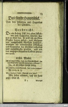 Das fünfte Hauptstück. Von den Pflichten und Tugenden der Christen
