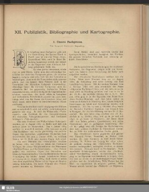 XII. Publizistik, Bibliographie und Kartographie