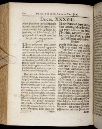 Decis. XXXVIII. - Decis. XL.