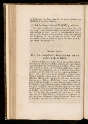Neuntes Capitel. Eine sehr vortheilhafte Kraft=Bouillon auf ein ganzes Jahr zu kochen.