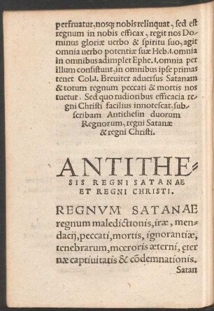 Antithesis Regni Satanae Et Regni Christi.