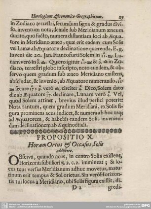 PROPOSITIO X. Horam Ortus & Occasus Solis addiscere.