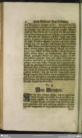 Tit. I. Von Grentzen