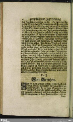 Tit. I. Von Grentzen