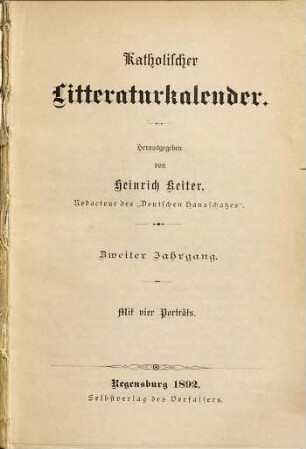 Katholischer Literaturkalender. 2 (1892)