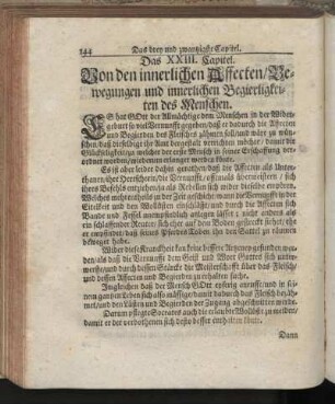 Das XXIII. Capitel. Von den innerlichen Affecten, Bewegungen und innerlichen Begierligkeiten des Menschen