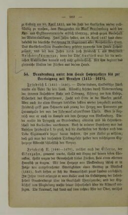 54. Brandenburg unter dem Hause Hohenzollern bis zur Vereinigung mit Preußen (1415 - 1618)