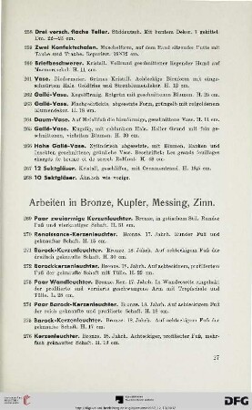Arbeiten in Bronze, Kupfer, Messing, Zinn (Nr. 269-346)