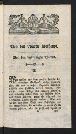 1-116, Von den vierfüßigen Thieren