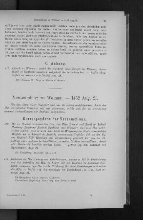 Versammlung zu Wolmar. - 1452 Aug. 21.
