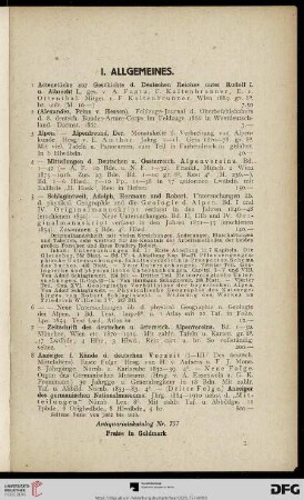 I. Allgemeines (Nr. 1-316)
