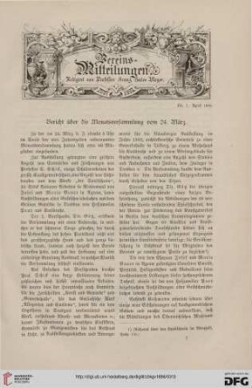 Vereinsmitteilungen Nr. 7 (April 1886)