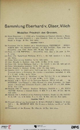 Sammlung Eberhard v. Claer, Vilich (Nr. 592-1023)