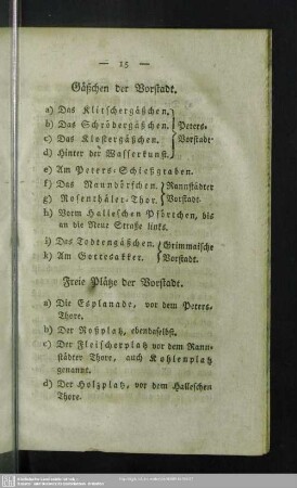 Freie Platze der Vorstadt