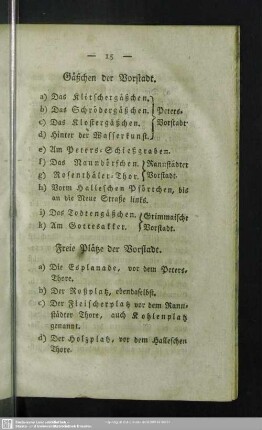 Freie Platze der Vorstadt