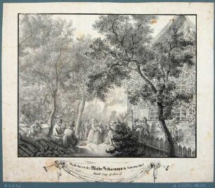 Das Haus der Wunderheilerin Mutter Schumann in Somsdorf (Freital) bei Tharandt mit einer großen Menschenmenge, in der Bildunterschrift ein Bibelvers