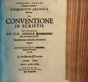 Disquisitio juridica materiae de conventione in scriptis