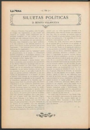 Siluetas políticas - D. Benito Villanueva