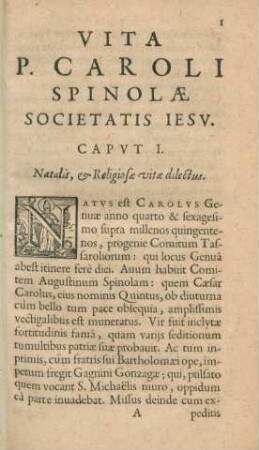 Caput I. Natalis, & Religiosae vitae dilectus