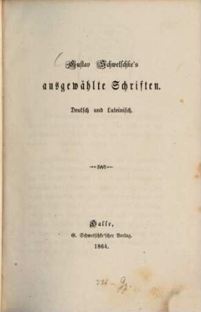 Ausgewählte Schriften : Dt. u. lat.