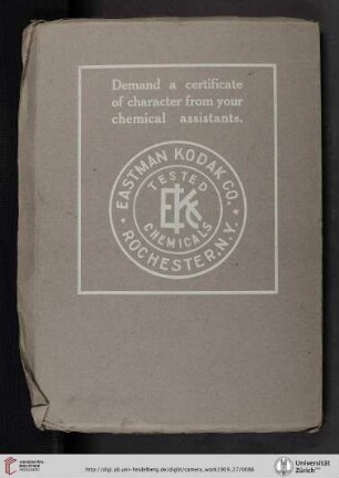 Eastman Kodak Co. [Chemicals, back cover verso]