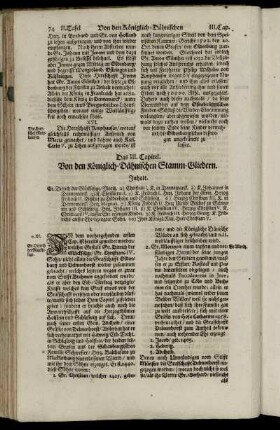 Das III. Capitel. Von den Königlich-Dähnischen Stamm-Gliedern.